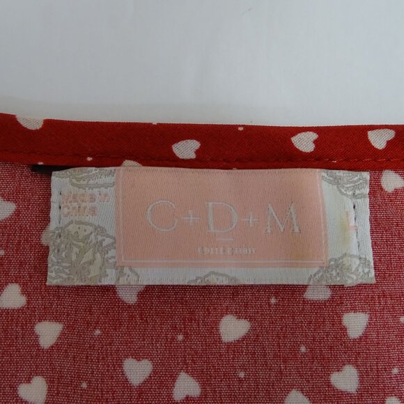C+D+M Red White Heart Print V-Neck Top Elastic Waist Flowy Sleeves Women Size M - Picture 5 of 10